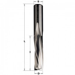 Solid carbide spiral bits downcut