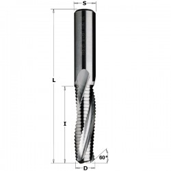 Solid carbide upcut with spiral bits chip-breaker for 60? V-point locksets