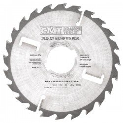 Industrial thin-kerf multi-rip saw blades with rakers