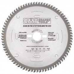 Industrial fine cut-off saw blades for two-sided melamine