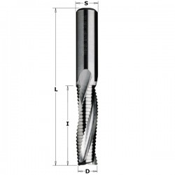 Solid carbide upcut spiral bits with chipbreaker