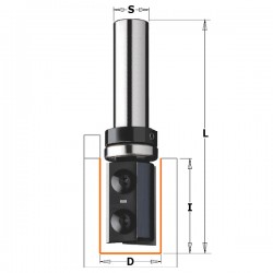 Straight router bits with indexable knives for laminates